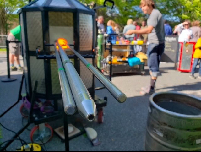 Glass blowing tools and workshop at Port of Leonardtown Winery event.