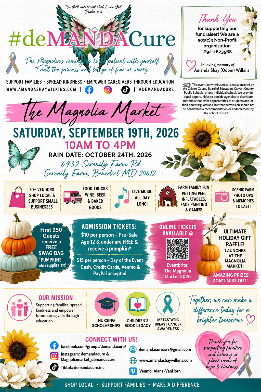 Event poster for Magnolia Market on September 19, 2026, with details about the location, time, and activities.